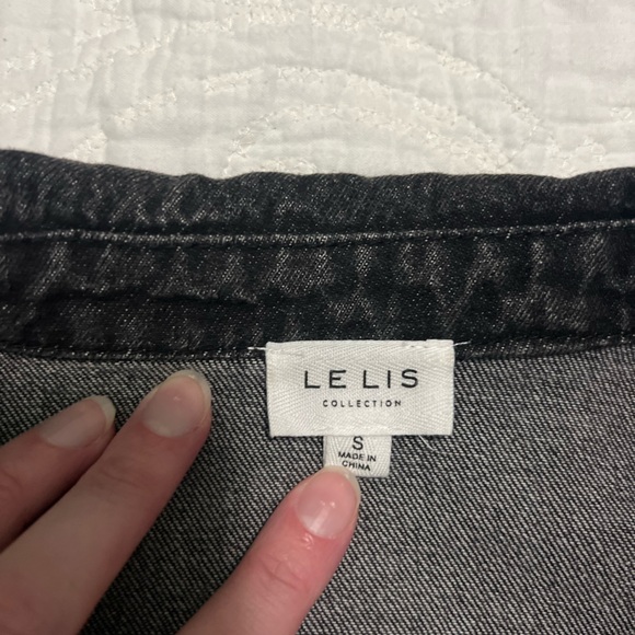 Le Lis Rhinestone Fringe Denim Jacket size Small - Picture 3 of 7